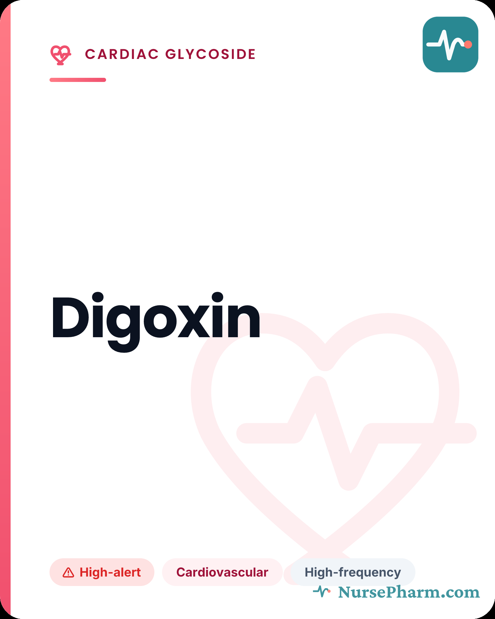 Digoxin flashcard, front