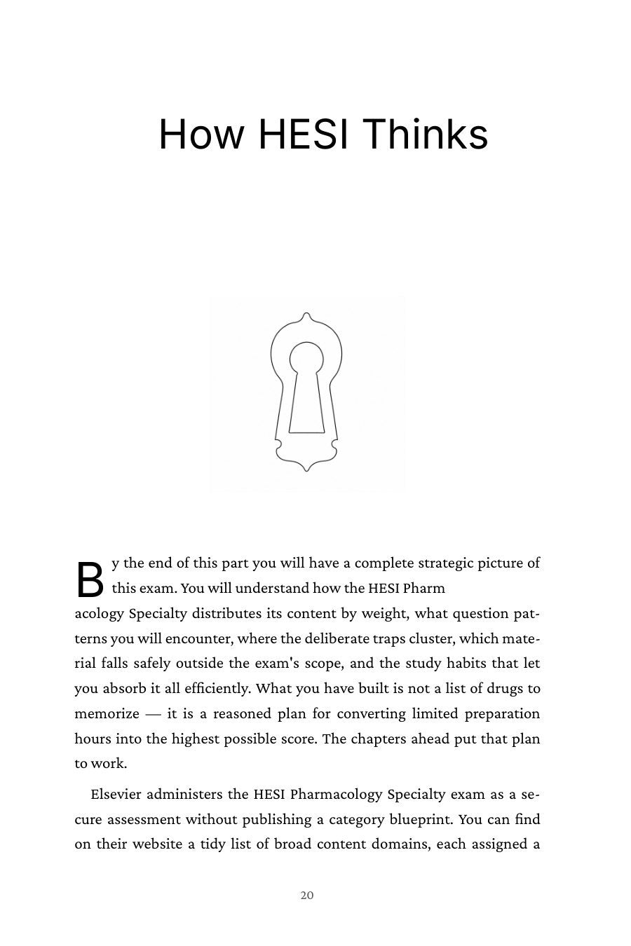 Chapter opener: How HESI Thinks, with keyhole emblem and drop cap
